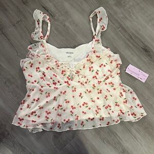 Wild Fable Cherry Print Ruffle Top